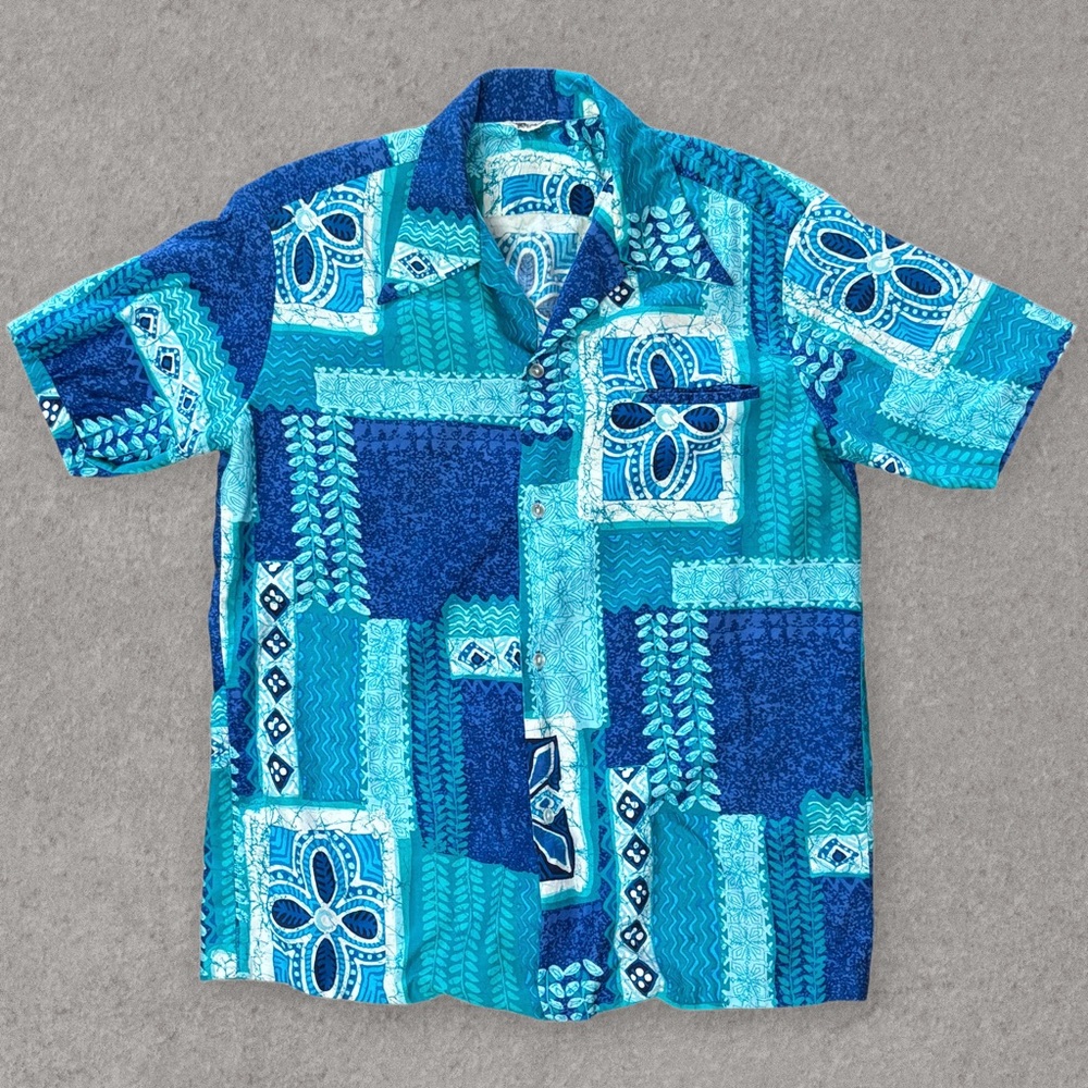 Men’s Vintage Lauhala Tropical Hawaiian Camp Shirt M made in   Hawaii